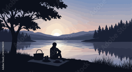serene sunset picnic by the lake finding peace and solitude in natures embrace