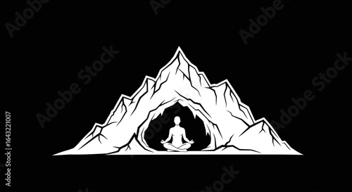 find inner peace meditative yoga silhouette in mountain cave perfect for wellness mindfulness and spiritual retreat branding