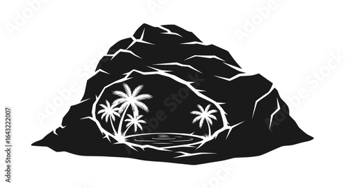secluded oasis hidden cove with palm trees perfect for travel relaxation and escape themed designs