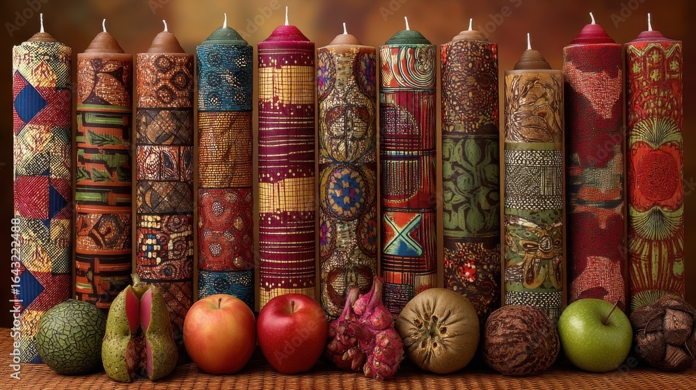 Fototapeta premium Artisan candle collection artisan market photography warm atmosphere close-up decorative elements