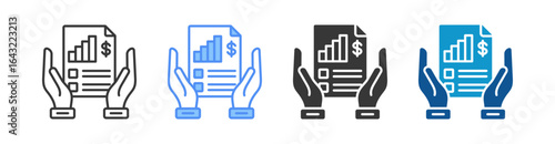 Financial Report Icon Set Multiple Style Collection