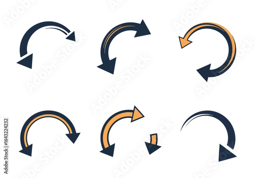 Illustration of curved arrows in various directions suggesting rotation or a cyclical process with a minimalist design