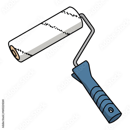 Art of paint roller tool for home improvement isolated on white background