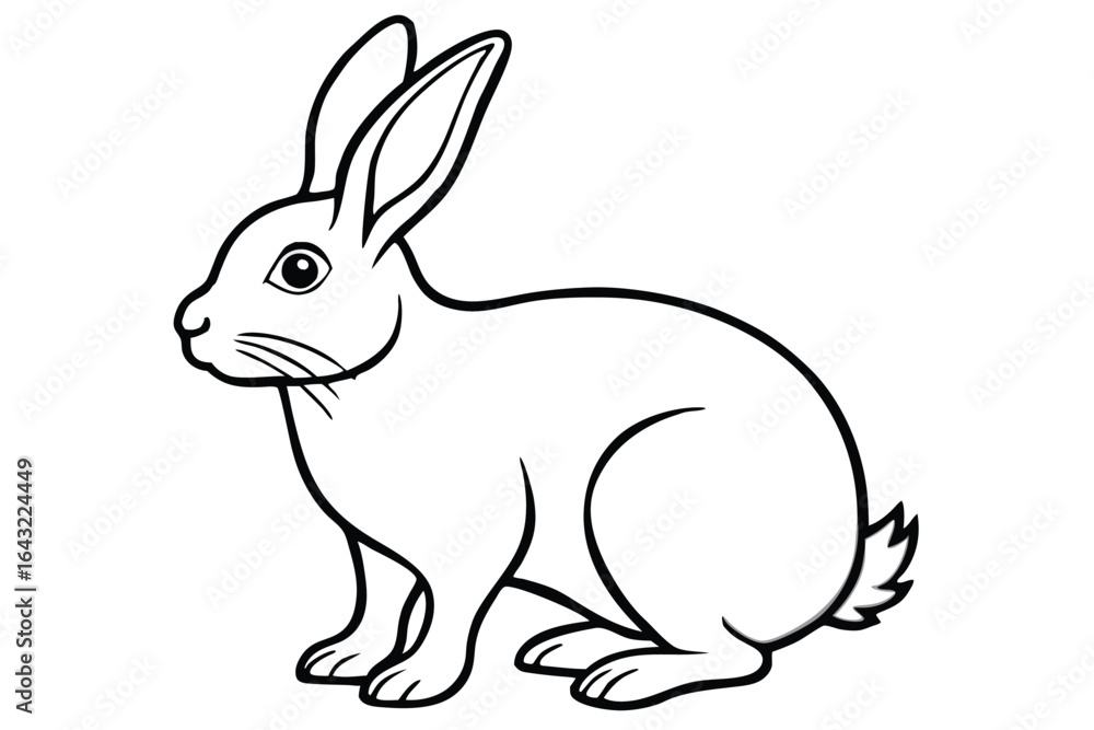 Obraz premium Simple line art rabbit shows a bunny outlined on a white backdrop