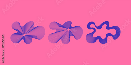 Geometric echo forms. Circular line-based shapes with sound and motion flow. Abstract vector icons.