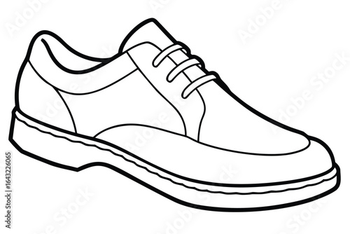 Outlined minimalistic formal shoe with laces stands isolated