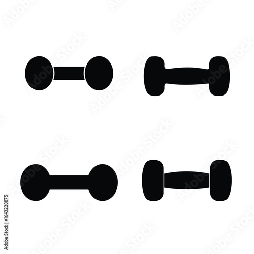 Different Dumbbell Silhouettes Representing Fitness, Exercise