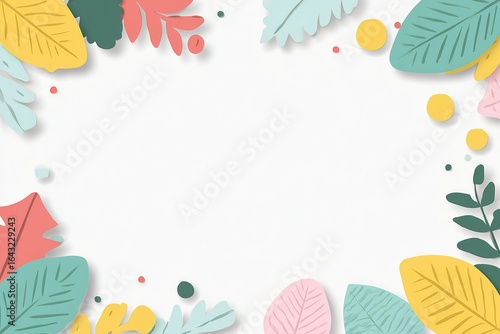 Colorful Paper - Art Leaf Border Background, Fresh Blank Canvas for Greeting Cards/Posters/Journal/Social Media Decoration