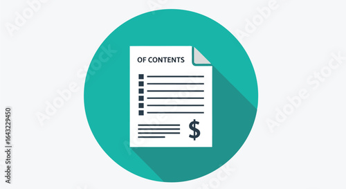 Table of contents document icon representing financial report with details of payments and business transactions