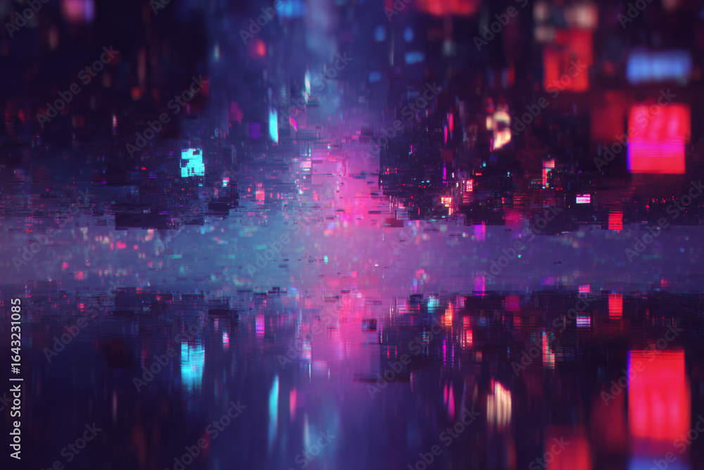 Fototapeta premium Abstract digital glitch art with vibrant pixelated colors and dynamic distortion