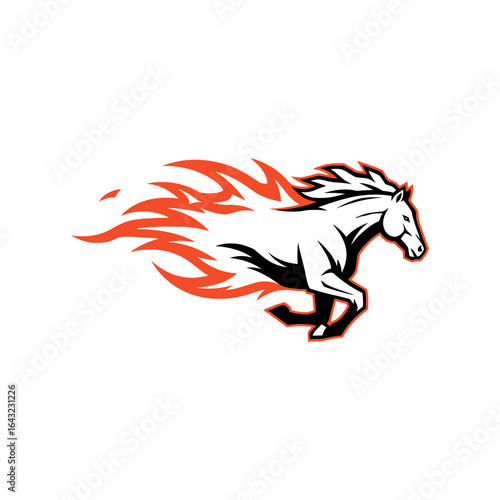 Wallpaper Mural A white horse gallops with flames emanating from its body. Torontodigital.ca