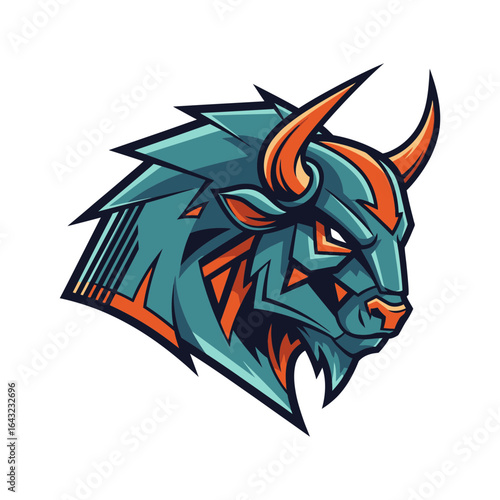 Wallpaper Mural Stylized illustration of a bison head featuring horns and geometric patterns. Torontodigital.ca