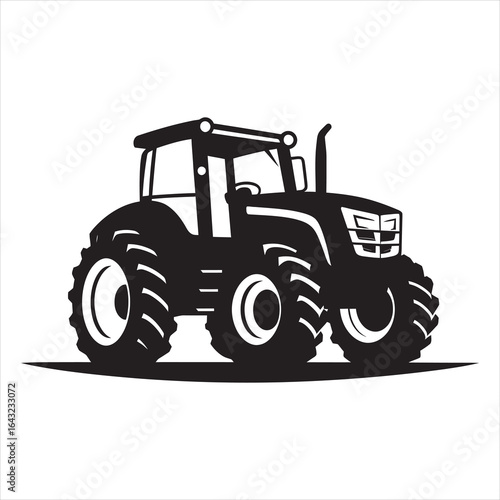 Tractor silhouette vector, old tractor icon vector