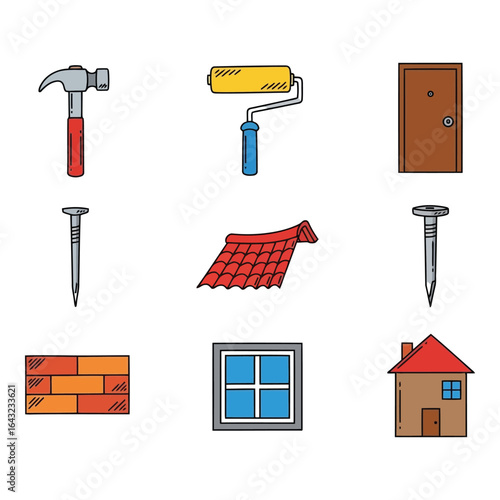 Art of construction and home building icons isolated on white background