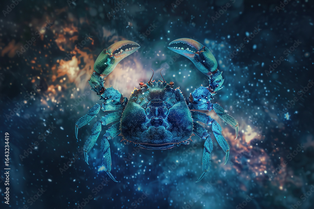 Astrological abstract composition with concept of Cancer zodiac sign symbol