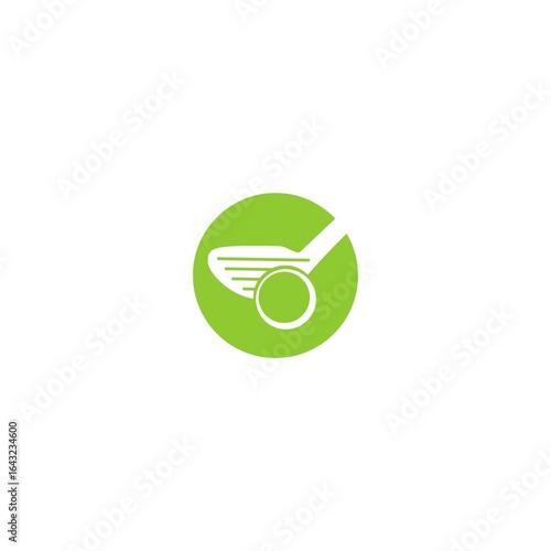 The image shows a minimalist logo design dominated by green and white. The logo consists of a green circle with a white illustration within it.