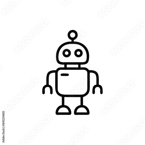 Simple black robot icon symbol technology