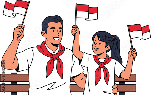 A father and daughter joyfully celebrate Indonesian Independence Day