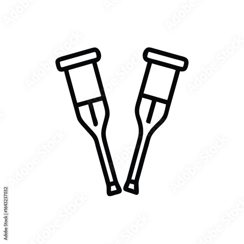 Black line art crutches medical mobility aid