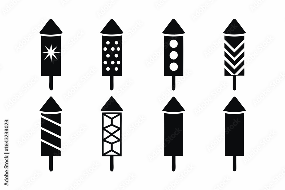 Fototapeta premium set of Firecracker icon vector silhouette illustration isolated on white background