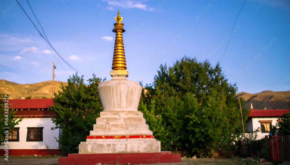 Fototapeta premium Golden stupa in Asian village