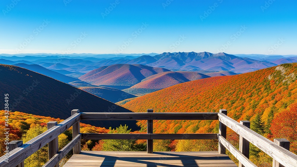 Fototapeta premium Breathtaking Autumn Landscape View from Scenic Overlook Deck