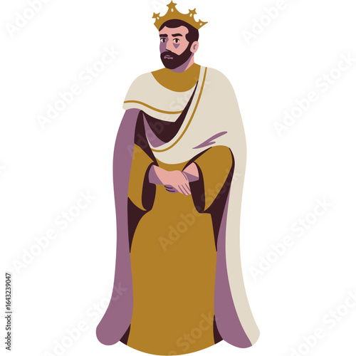 Regal King Illustration A Noble Depiction of Royalty in Traditional Attire