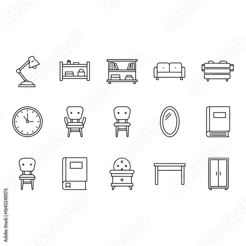 Art of home and furniture icons isolated on white background