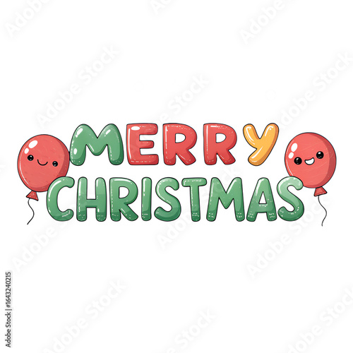Merry Christmas wishes with a cute cartoon on a red balloon