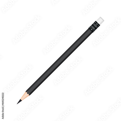 Graphite lead pencil with rubber eraser. Vector illustration isolated on white background