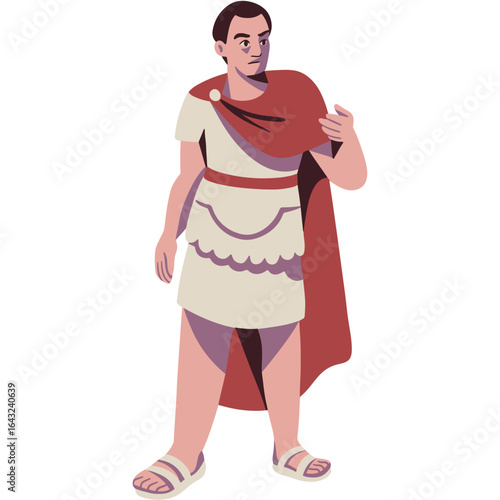 Portrait of a young Roman nobleman in a classic toga and tunic, a historical figure from the ancient empire.
