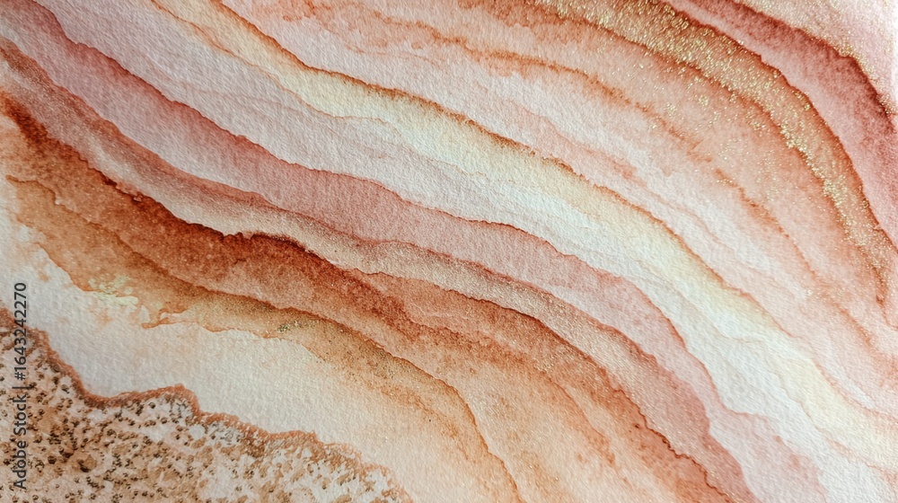 Naklejka premium Abstract watercolor artwork featuring smooth waves of warm earthy tones and gentle gradients