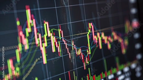 Close-up of Stock Market Graph with Red and Green Candlestick Patterns