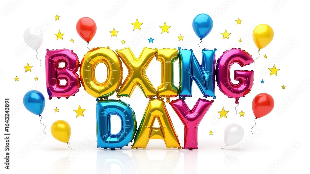 Fototapeta premium Colorful Balloon Letters Celebrating Boxing Day Festivities