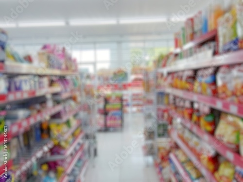 defocused abstrack background of minimarket or convenience store
