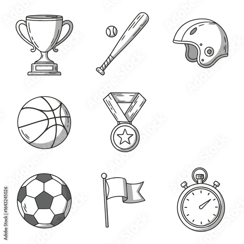 Art of collection of sports icons isolated on white background