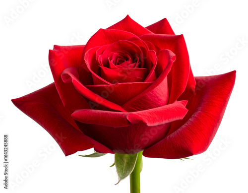 Red Rose Bud Tilted Slightly Downward, Artistic Soft Focus, isolated on transparent background