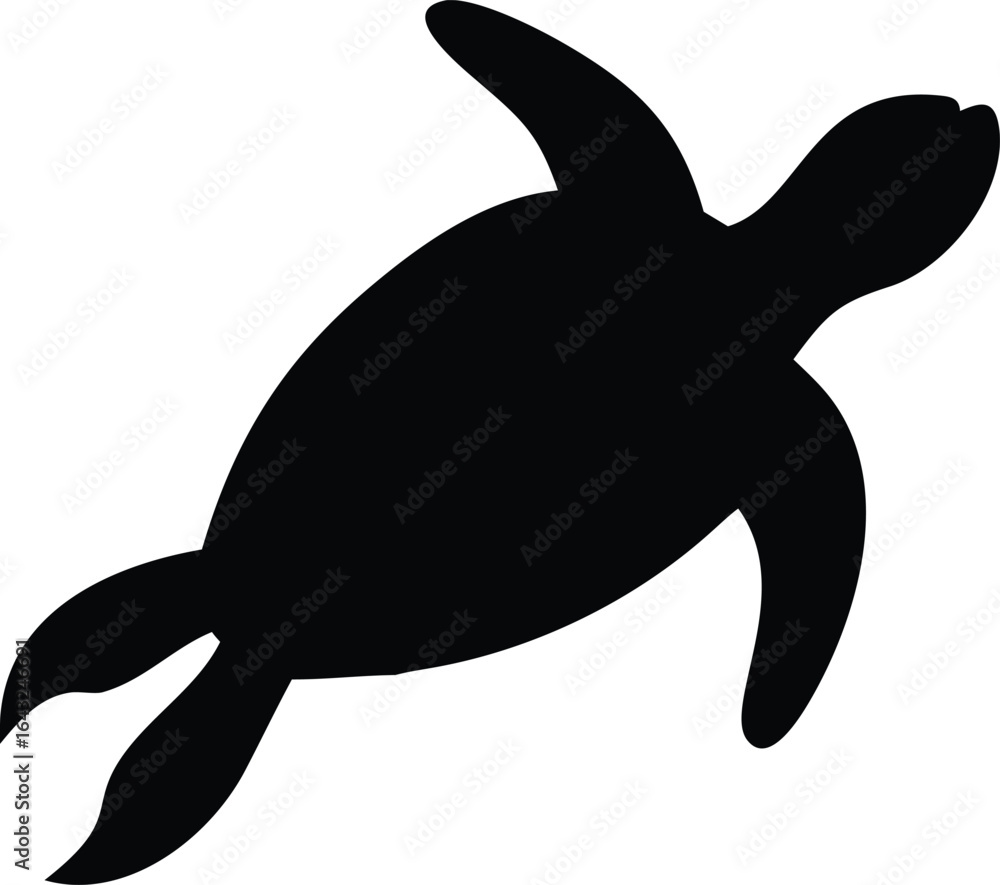 Obraz premium Vector illustration of a cute cartoon sea turtle swimming with fish and a dolphin in the blue ocean