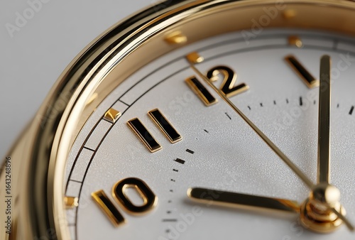 Close - up of vintage gold clock dial with elegant timekeeping details