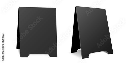 Black blank realistic sidewalk advertising stand isolated on white background