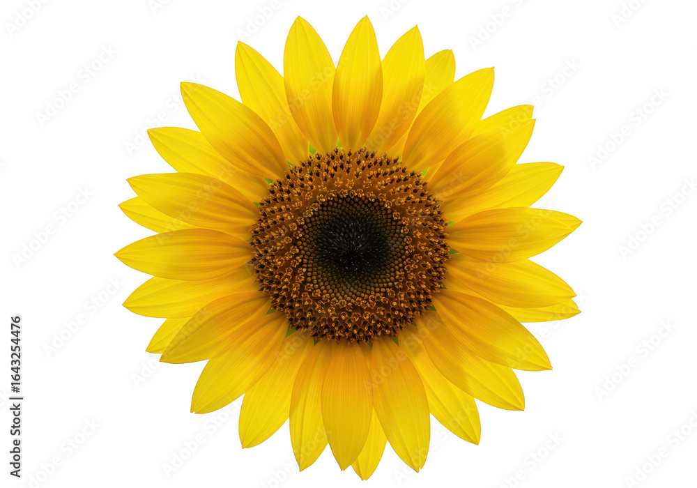 Obraz premium A single bright yellow sunflower isolated on transparent background