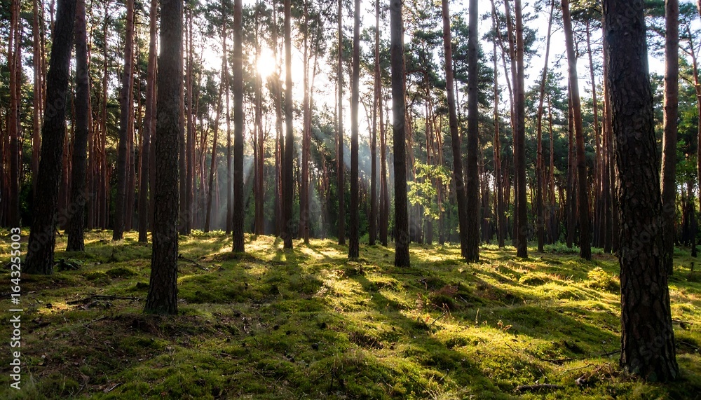 Fototapeta premium Forest sunlight through trees