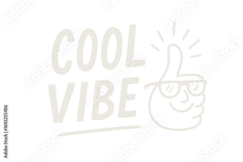 Cool vibe graphic design featuring a smiling hand gesture and playful typography in a minimalist style