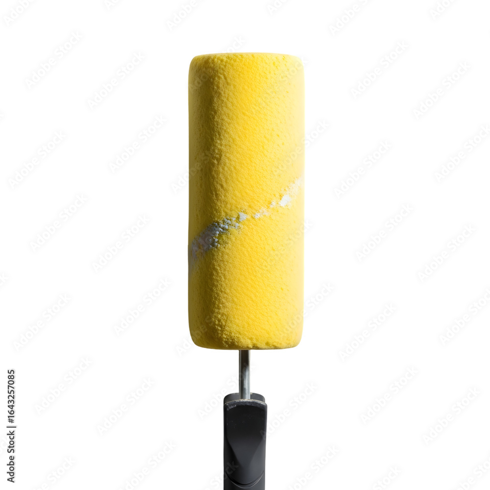 Obraz premium Yellow paint roller isolated on transparent background