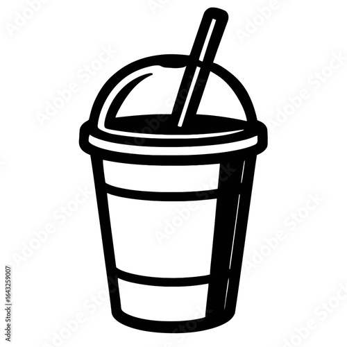 Refreshing Vector Illustration of a Disposable Drink Cup with Straw – Perfect for Beverages and Refreshment Concepts