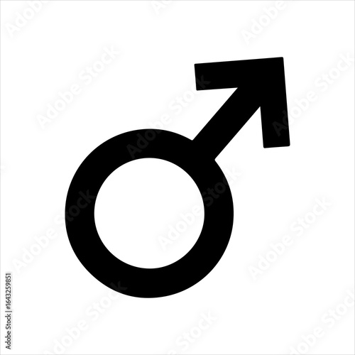 Black male gender symbol on white background sign