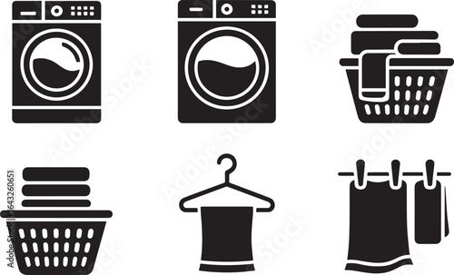 Laundry appliances and accessories icons washing machine