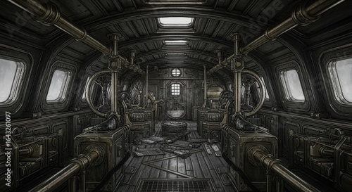 Wallpaper Mural Steampunk Interior Illustration: Detailed Machinery and Pipes. Torontodigital.ca