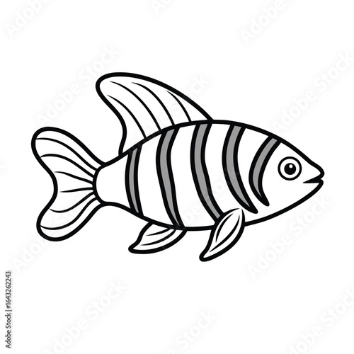continuous single line drawing of a zebra danio s.eps