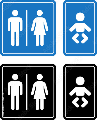 Toilet vector icon. WC sign. Female or male restroom. WC door plate symbol illustration.